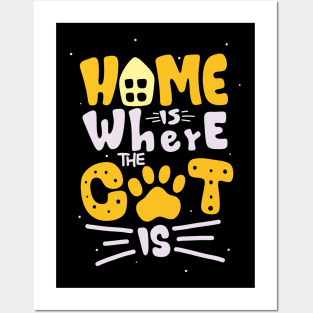 Home is Where the Cat Is Feline Lover Fun Quote Posters and Art